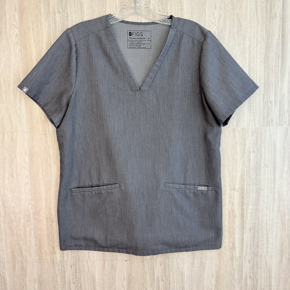 FIGS Casma Three-Pocket Scrub Top Women Medium Technical Collection Gray FW1100